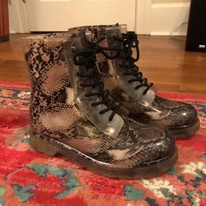 Snakeskin Boots Lace Up Clear